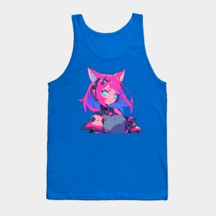 Cyber Cat Girl Tank Top